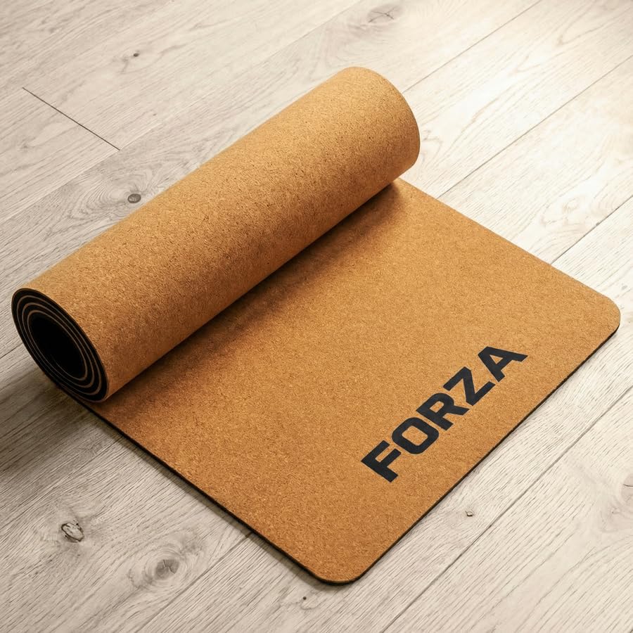 FORZA Cork Yoga Mat – Eco-Friendly Natural Cork & Rubber Non-Slip Yoga Mat, Antimicrobial, Moisture-Resistant, Extra Grip Mat for Yoga, Pilates, Mobility & Recovery Training (Without Carry Strap)