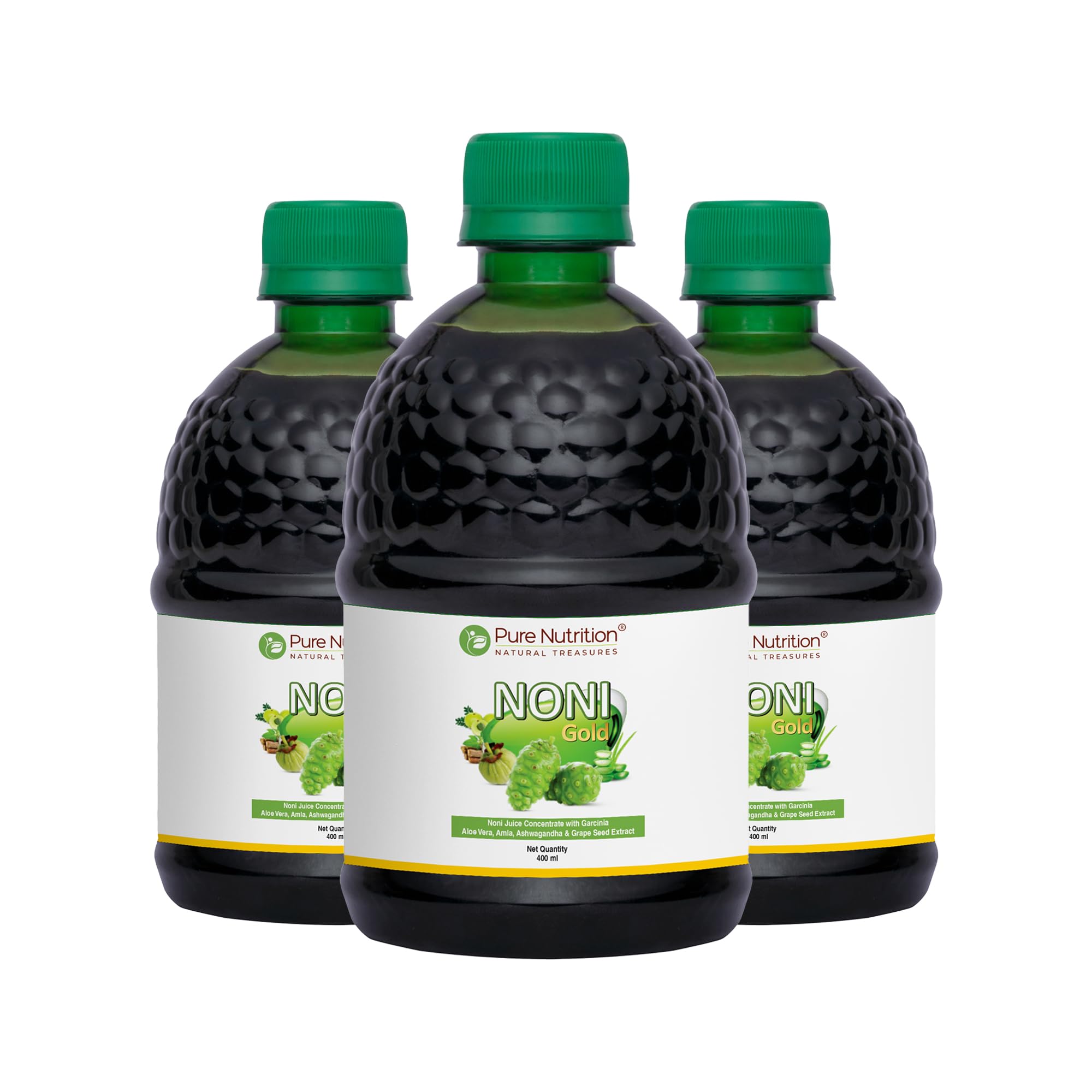 Pure Nutrition Noni Gold Detox Juice | Body Detox Drinks for Cleansing Body With Garcinia, Aloe Vera, Amla, Ashwagandha & Grape Seed Extract | Supports Diabetes Care, Digestion, Immunity & Skin Health - 400ml (Pack of 3)-image-40