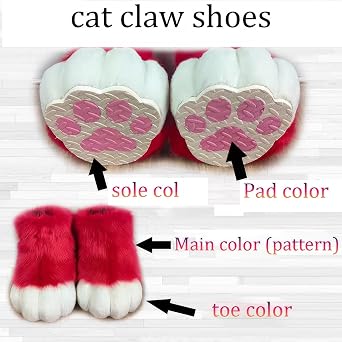 Fursuit Faux Animal Paw Slippers,KIG Furry Accessories Slippers Glove Set,Cosplay Animal Cat Wolf Dog Fox Fur Costume Shoes