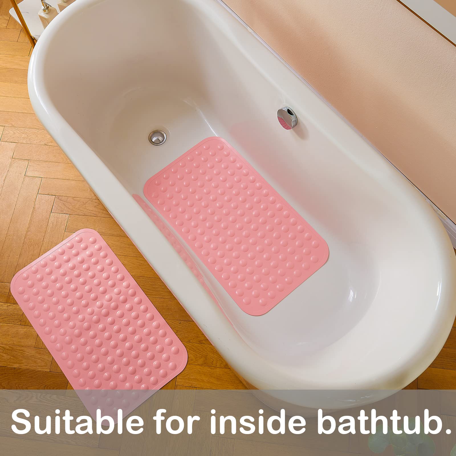 Yanzifly Alfombrilla Antideslizante para bañera, Silicona Suave y Segura, con ventosas, Antideslizante, Mate, para niños y Ancianos, no tóxica, Lavable a máquina, Color Rosa