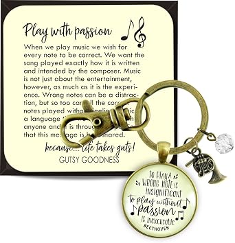 Music Keychains Instrument Player Teacher Vintage Charm Message Key Ring Fob Purse Clip For Women Gift Box