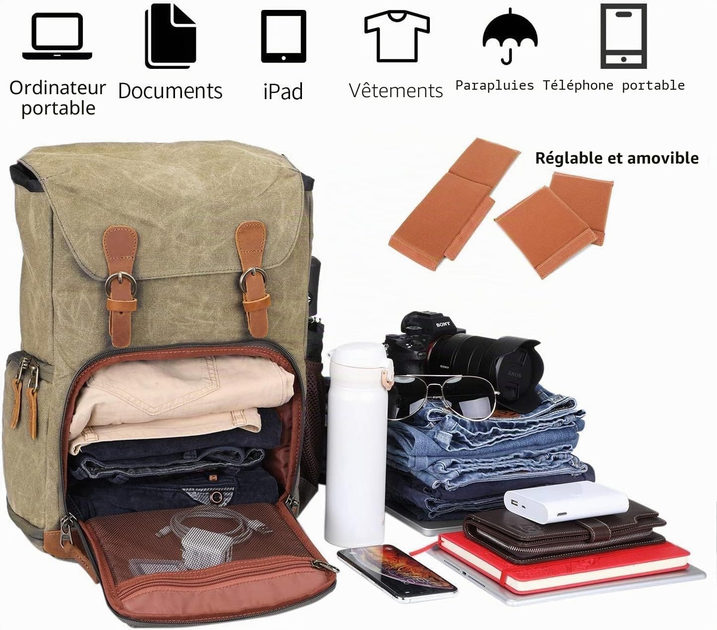 Sac à Dos pour Appareils Photo Reflex Imperméable UBAYMAX Sacoche Imperméable Sac DSLR Anti-Choc 15,6 Pouces Sac pour Ordinateur Portable Sac de Voyage Caméra pour Canon Nikon Sony Olympus