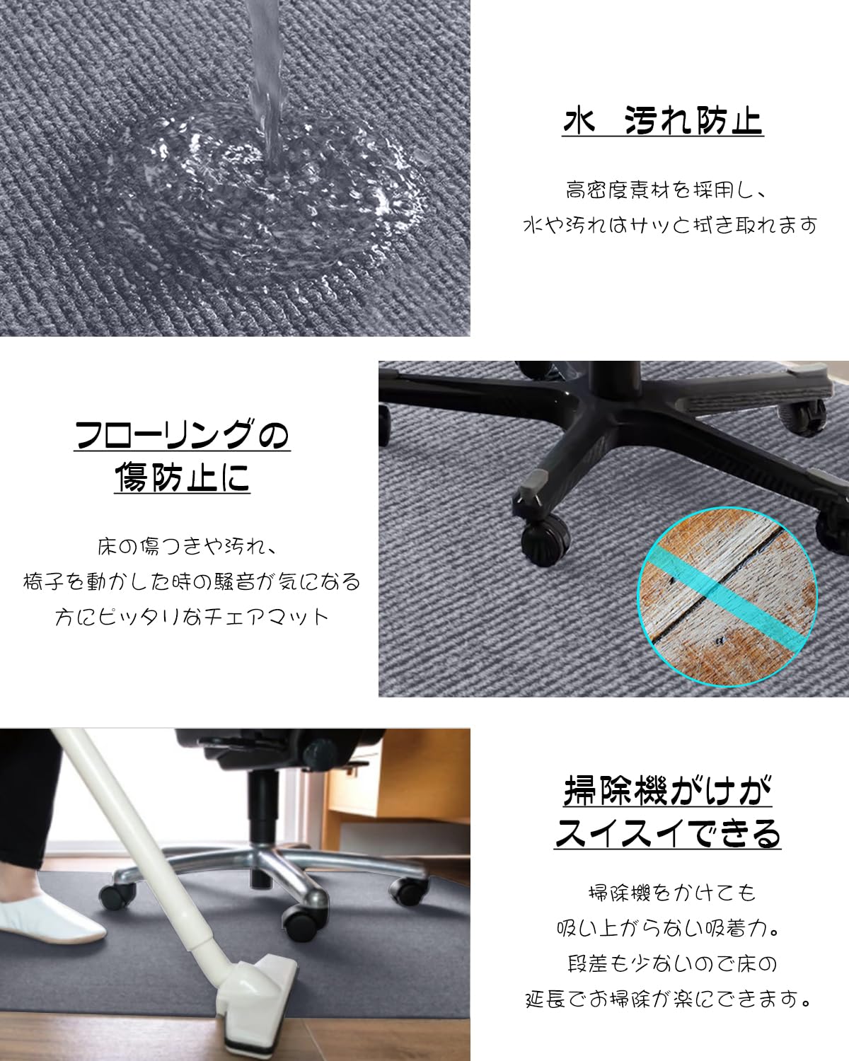 Amazon.co.jp: AYO ゲーミングチェアマット ライトグレー 特大