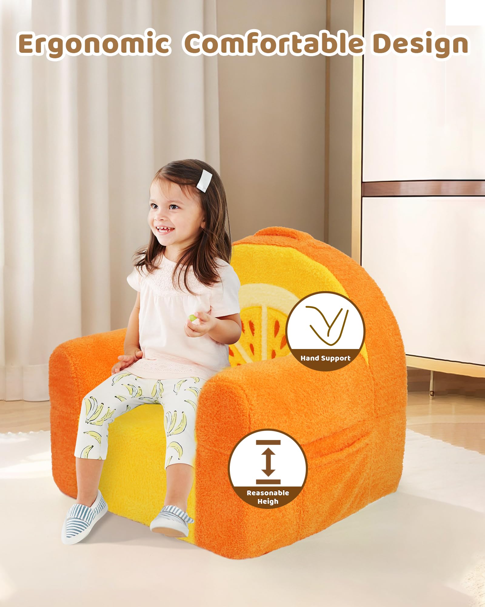 Heypappy Fauteuil Enfant Mousse Velours Rose - Canapé Ludique Confortable Pour Filles Et Garçons