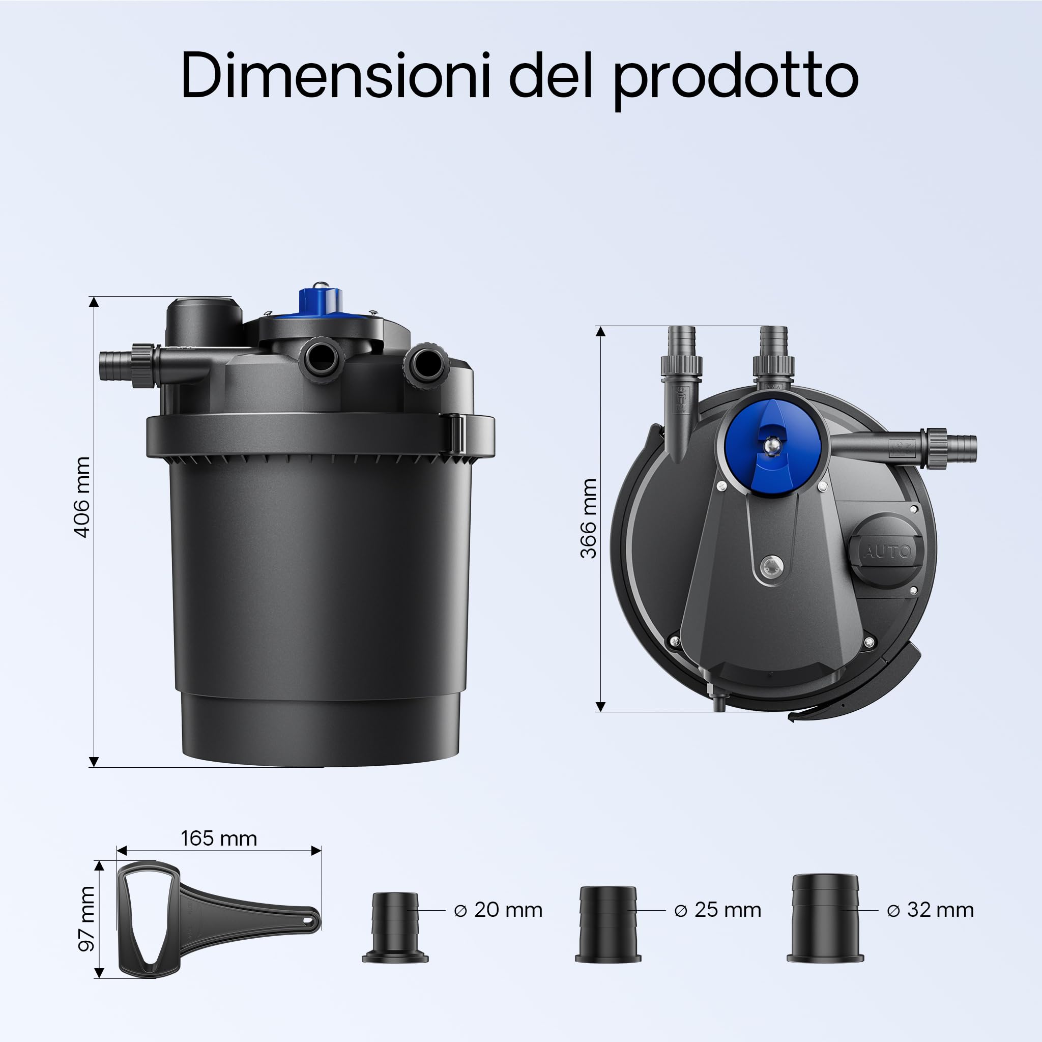 SunSun CPA-2500 Filtro a pressione per laghetto con UVC da 11 W Per laghetti fino a 6000 litri