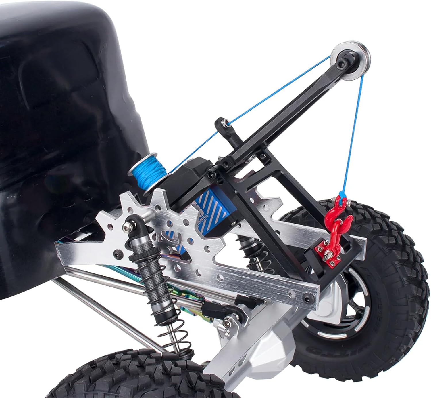 1/10 RC Crawler Tow Truck Build Kit Upgrades, Double Stent Rescue Tow Truck Crane Arm Wrecker Kit with Servo for 1/10 RC Crawler and Trailer SCX10 TRX4 Capra LCG Chassis DIY Build Parts