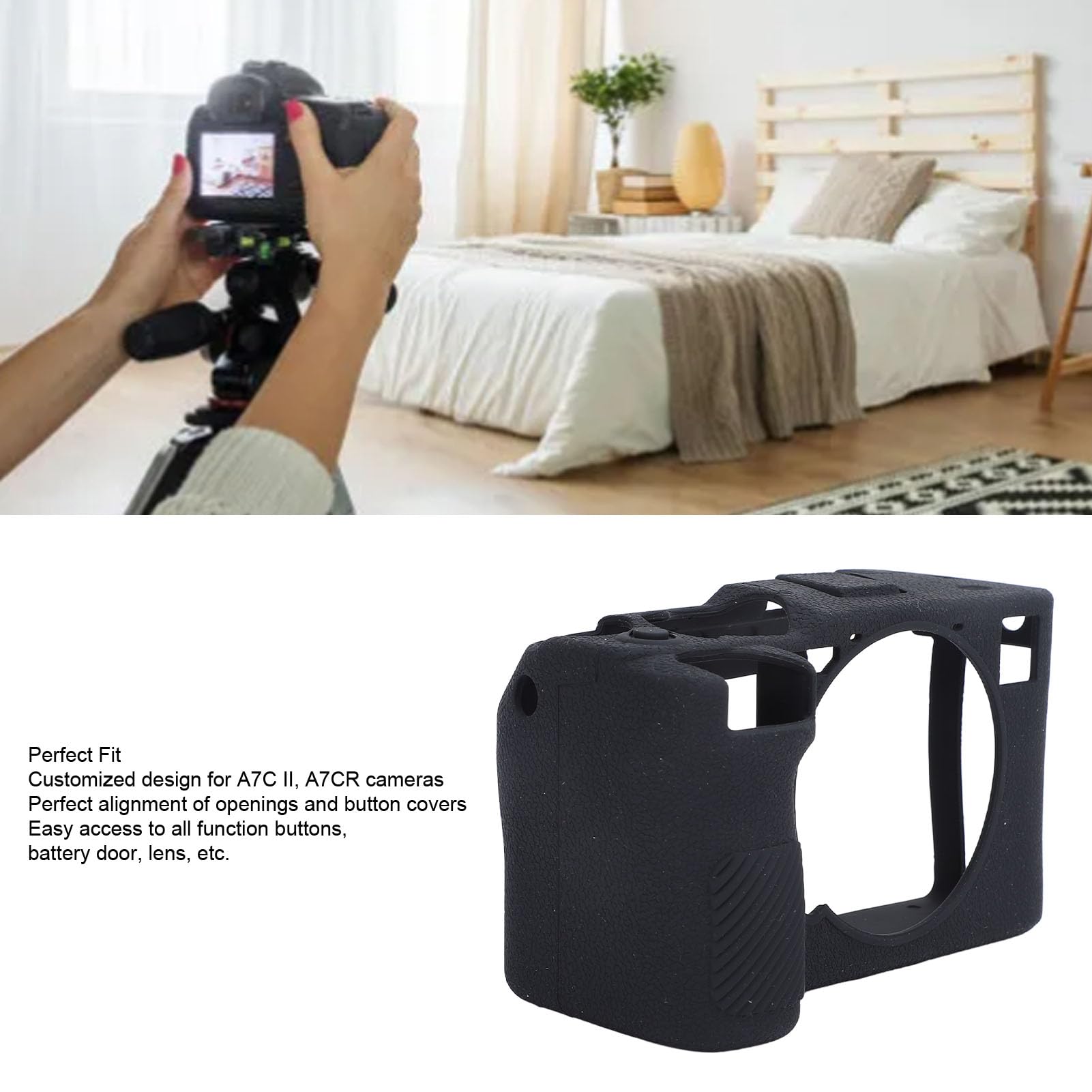 Jectse Custodia Fotocamera per A7C II, Struttura Antiscivolo, Copertura in Morbida Gomma Siliconica, Pelle Ultra Sottile con Accesso Completo a Pulsanti e Obiettivi, Custodia Protettiva