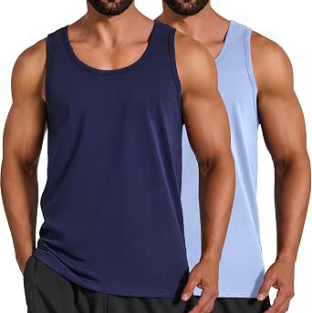 COOFANDY Men's Cotton Tank Tops Workout Summer Sleeveless Muscle Gym Shirts Athletic Beach Tee Pack