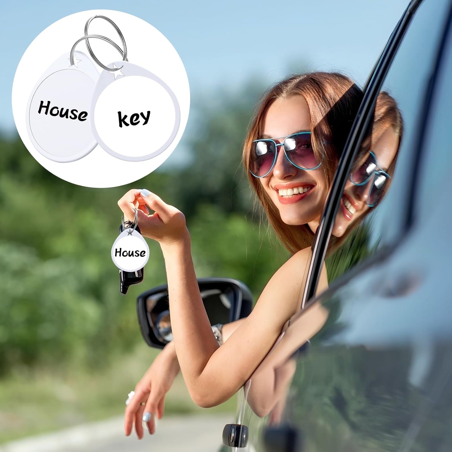 1.57 Inch Plastic Key Tags Round White Item Identifiers with Blank Paper Label Stickers and Pen, Metal Split Ring Tags Ideal for Home,Office and Rental Management Use,100 Pack - Image 7