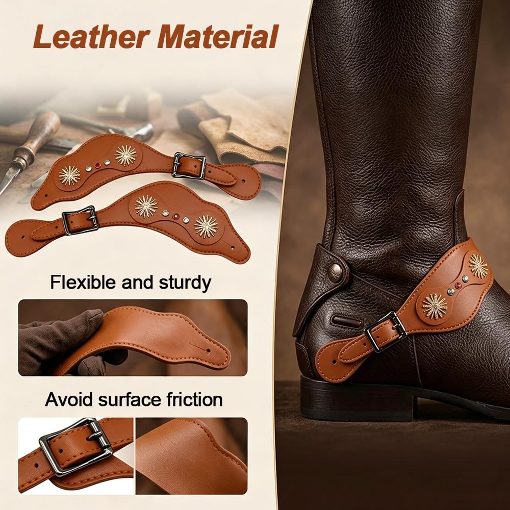Western Sporenriemen mit Strass, 2 Stück Reitzubehör für Reitstiefel