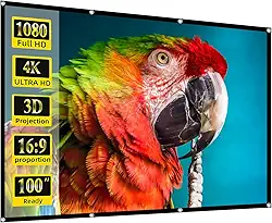 Tela de projetor, tela de projetor de filme de 100 polegadas, telas de projetor portáteis dobráveis 16:9 para home theater, atividades ao ar livre, festas internas, escritório, casamentos