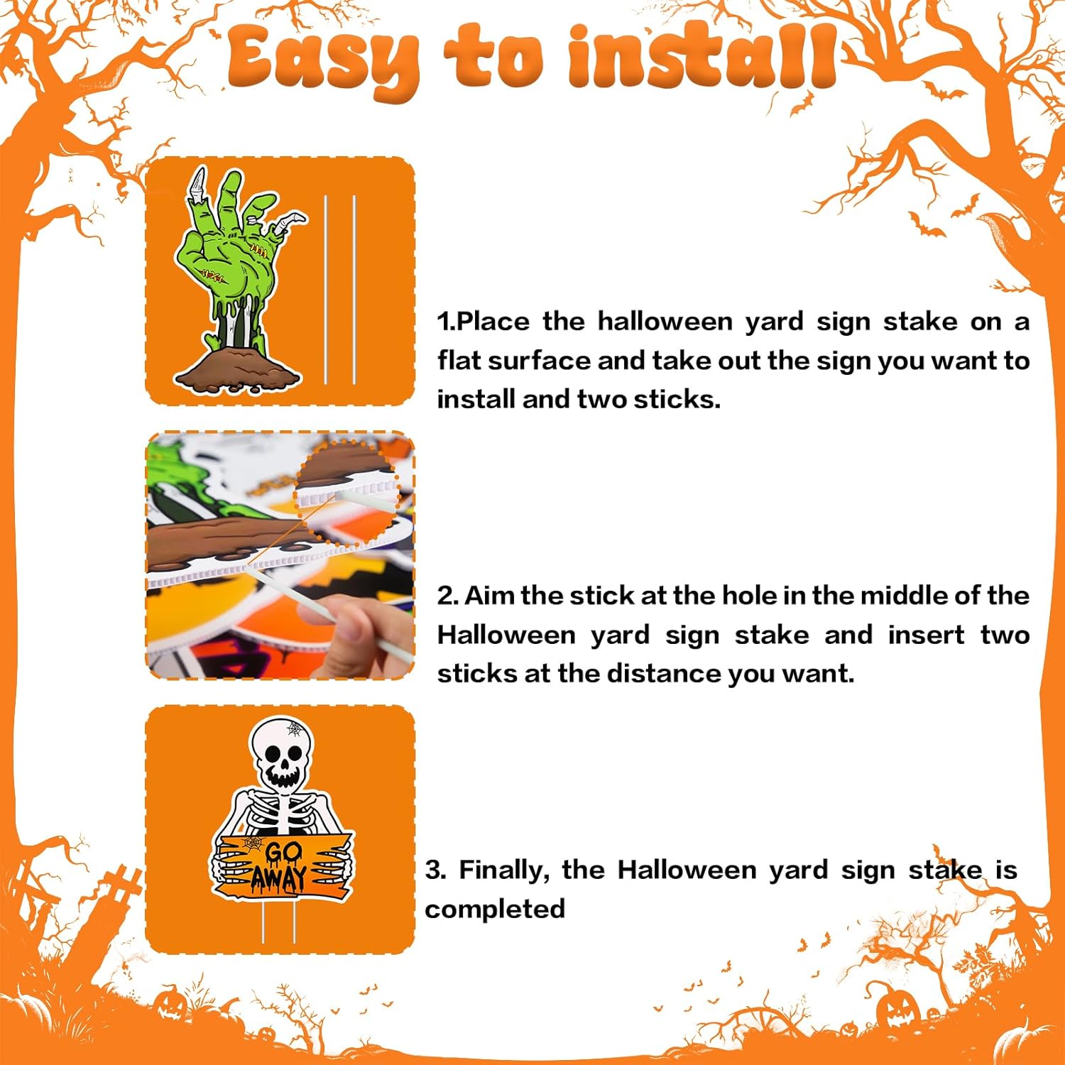 10 PCS Cute Halloween Decorations Outdoor Yard Signs,Large Yard Stakes Signs Pumpkin Ghost,Halloween Lawn Decoration for Family Friendly Kids Home Party Plastic Halloween Yard Stakes