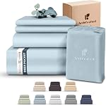 100% Austrian Eucalyptus Queen Bedsheets, 18 Inch Deep Pocket Queen Sheets, Cooling Sheets with Elastic Corner Straps, Eucalyptus Silk Tencel Lyocell (Crown Blue, 4PC Queen)