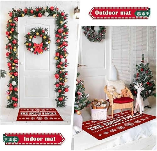 Miniatura 5 de Tapete de Navidad personalizado con texto, tapete de Navidad personalizado para puerta delantera con nombre de la familia, tapete de bienvenida