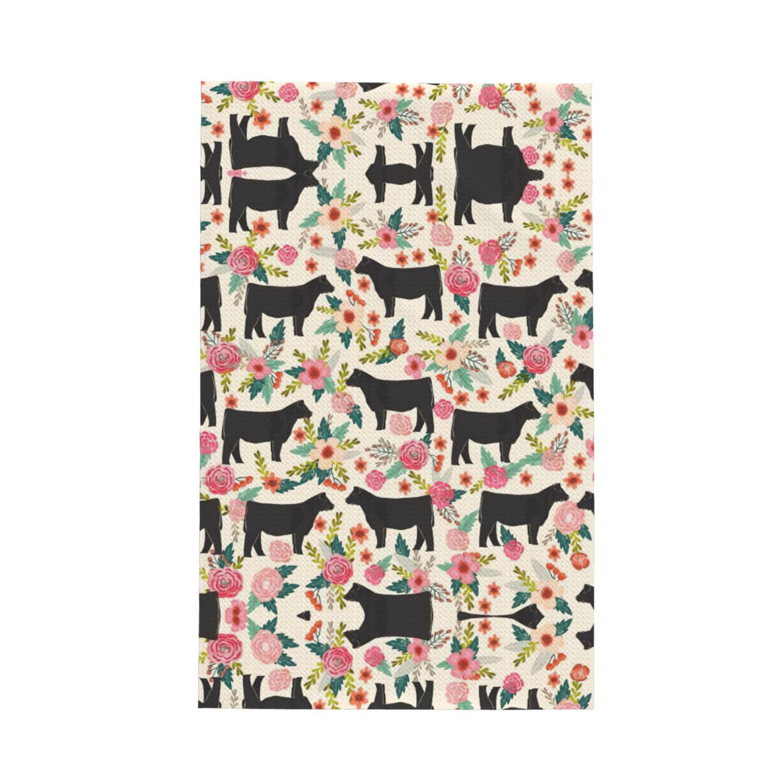 XXahnbm Cattle Farm Sanctuary Print Waffle Kitchen Towel,Absorbent Hand Towel
