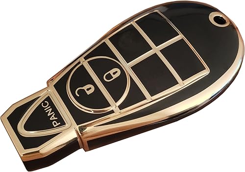 Miniatura 7 de WKEDQAF Funda para llavero Dodge con llavero de TPU compatible con Dodge Ram Jeep Chrysler modelos accesorios 2008-2018 (3-B negro)