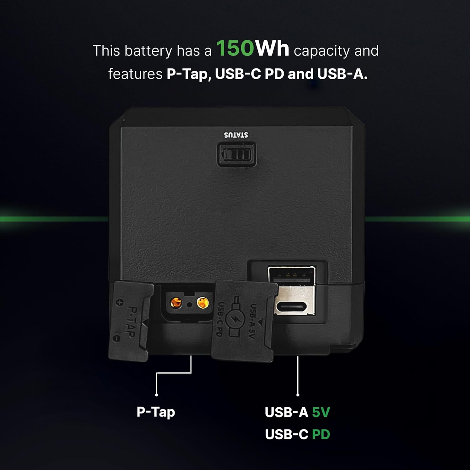CoreSWX LLC CORE NANOV150X, 150wh Micro Sized V-Mount Smart Battery Pack, 14.8v 10.2Ah. 12A Draw with EmLED® Fuel Gauge, USBCPD and Ptap