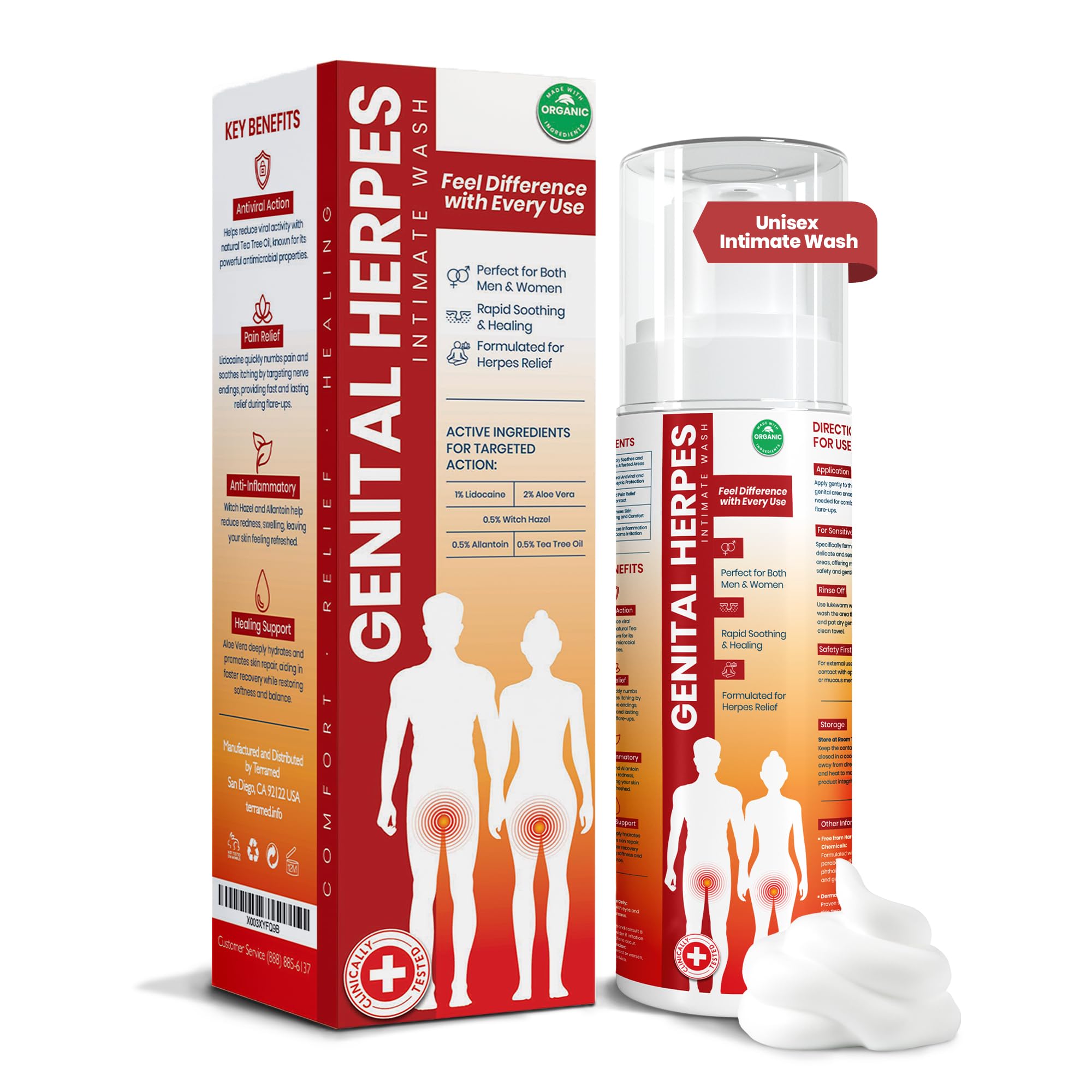 Genital Herpes Intimate Wash | Fast Acting HerpCare | Medicated| Soothes Itching, Tingling & Burning | Soothes Genital Herpes & Genital Discomfort