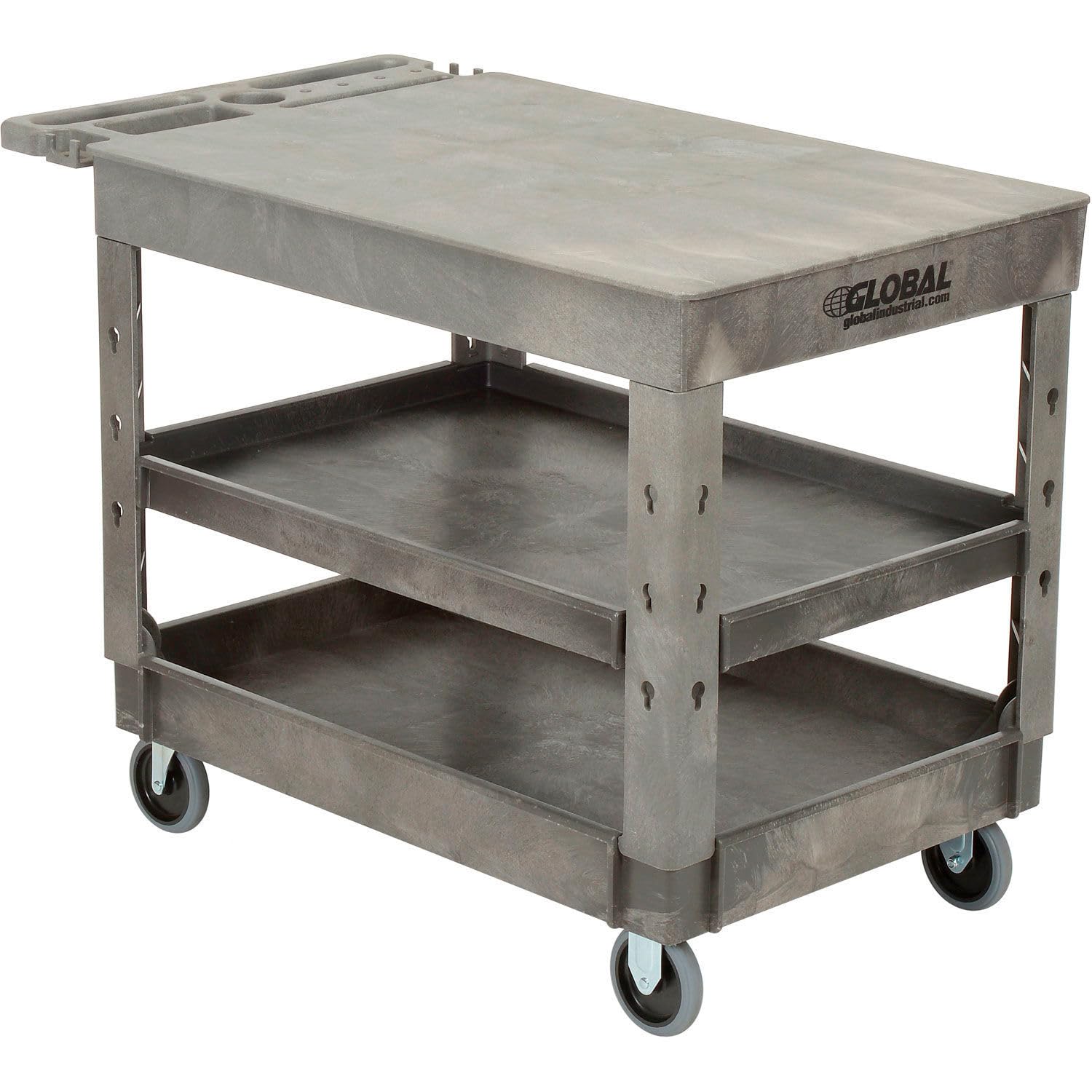 Flat Top Plastic Utility Cart by Global Industrial – Plastic, Gray, Model 800348