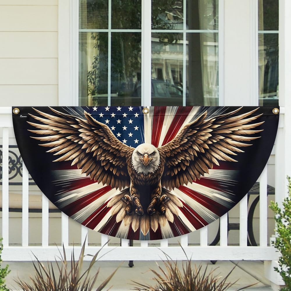 American Flag Patriotic Eagle American Non-Pleated Fan Flag TQN3057FL, 1.5x3 ft, 1 Pack Suitable for Outdoor and Indoor