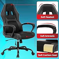 Vista 7 de Silla de juegos con función de masaje, sillas de piel sintética, silla de oficina ergonómica, sillas de computadora ejecutivas, respaldo alto, tarea