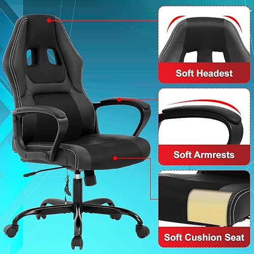 Miniatura 7 de Silla de juegos con función de masaje, sillas de piel sintética, silla de oficina ergonómica, sillas de computadora ejecutivas, respaldo alto, tarea