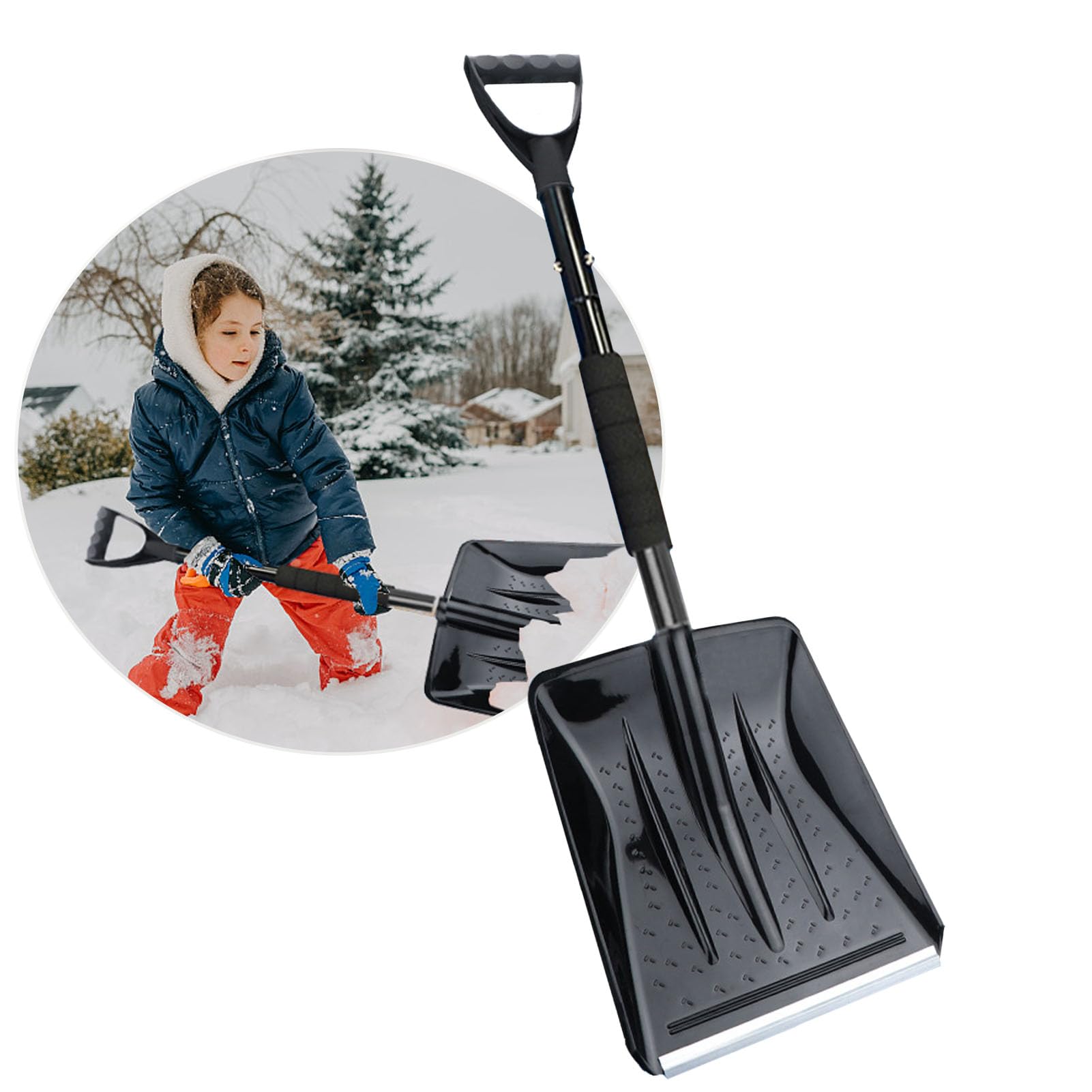 Pala de nieve, kit de pala de nieve portátil para emergencias de automóviles, pala deportiva, herramienta portátil para quitar nieve, arena, barro y nieve para el hogar, jardín, camping y automóvile