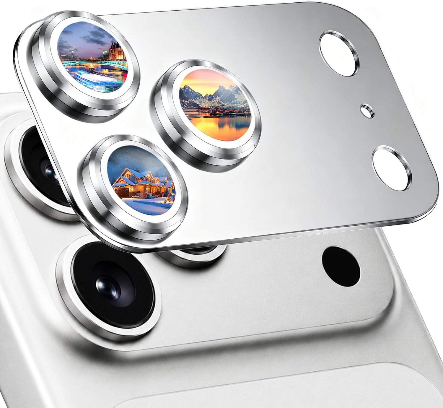 SiHPuoy Camera Lens Protector for 18 Pro Max, Tempered Glass,Silver