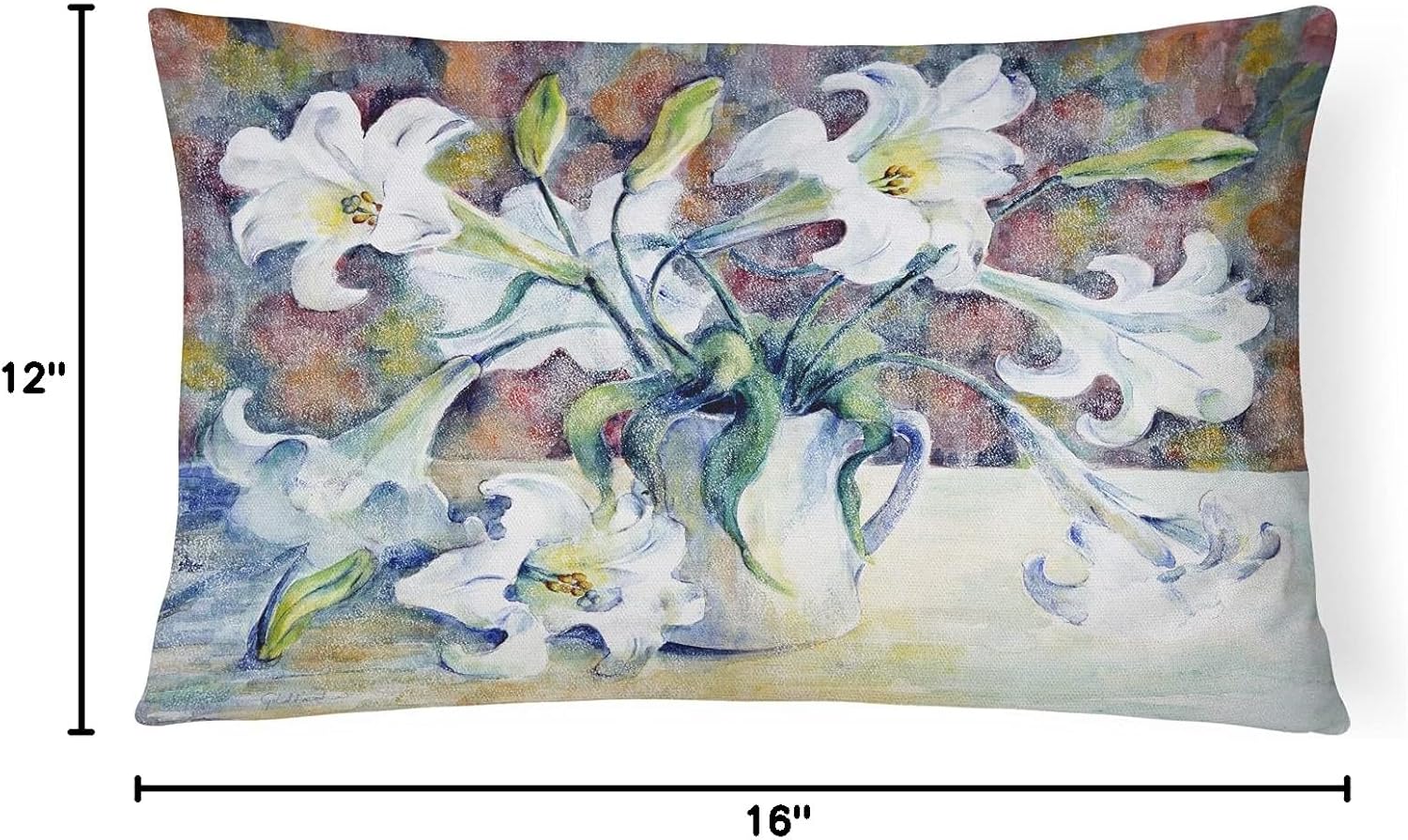 Caroline's Treasures GFGO0014PW1216 Easter Lillies Canvas Fabric Decorative Pillow Machine Washable, Indoor Outdoor Decorative Pillow for Couch, Bed or Patio, 12HX16W