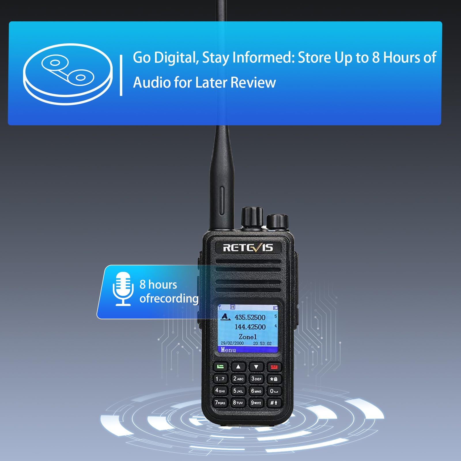 Retevis RT3S DMR Funkgerät mit GPS, Große Reichweite Amateurfunkgerät | Unterstützt OpenGD77, Doppel-Zeitschlitz für Repeater, Kompatibel mit MOTOTRBO TierⅠ& Ⅱ, TDMA, 3000 Kanäle