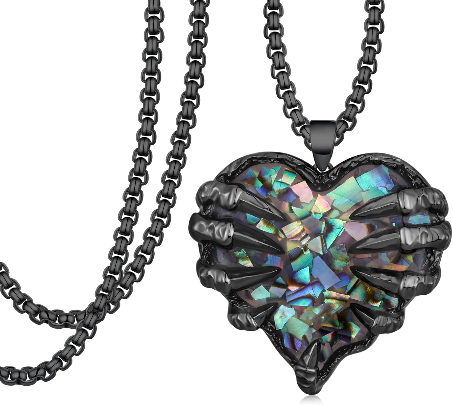 Skull Hand Necklace 925 Sterling Silver Skeleton Necklace Gothic Heart Pendant Gothic Skull Jewelry Gifts for Men Women