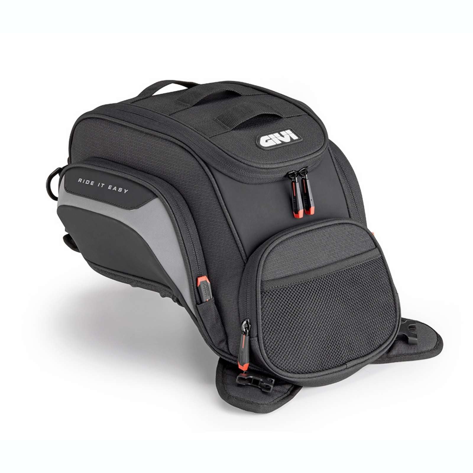 GIVI Easy06 Tankrucksack für Motorrad, 12 l, magnetisch, mit Gurt, Regenschutz und M.O.L.L.E System, schwarz
