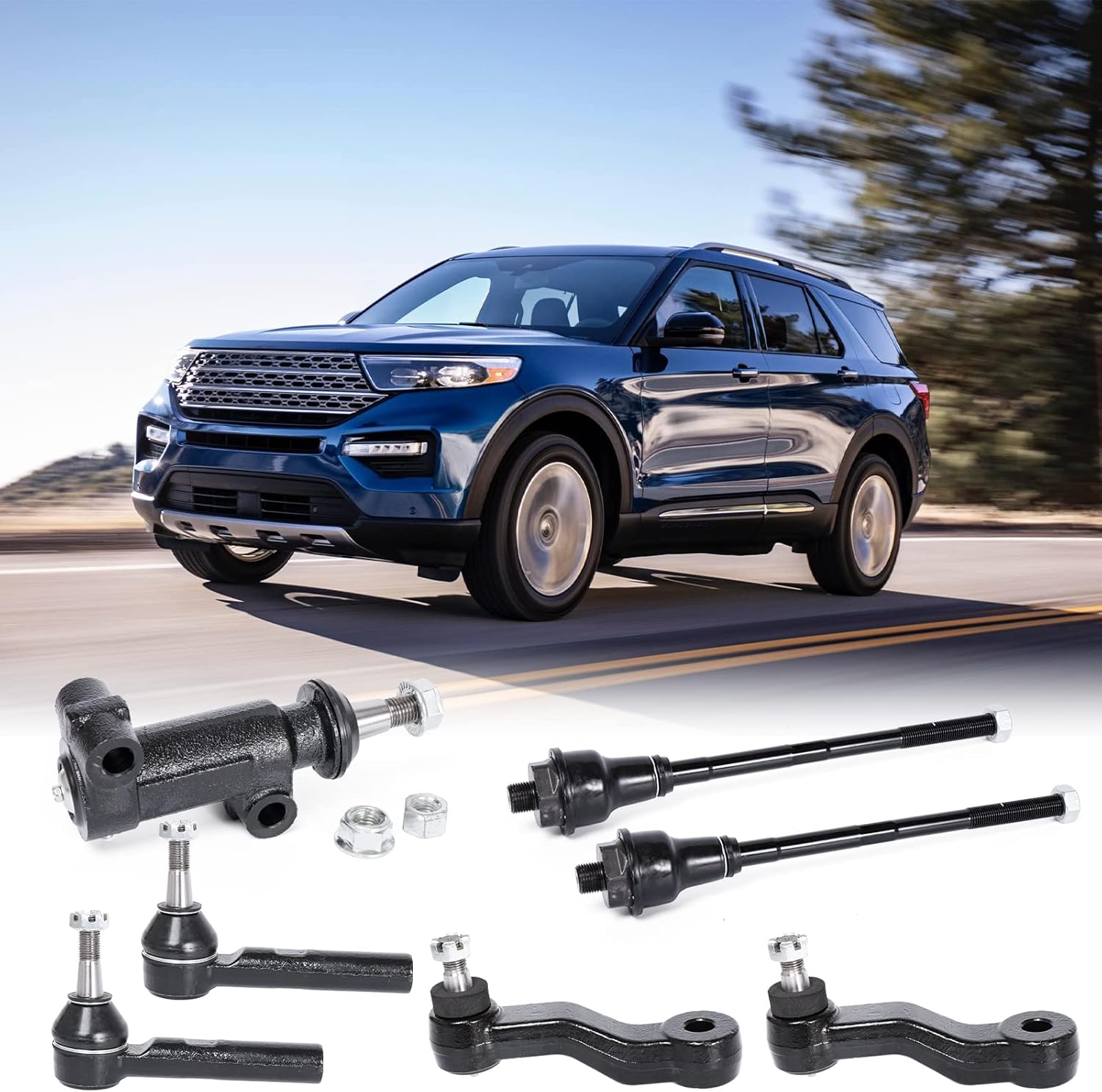 LCWRGS 7pcs Front Tie Rods Ends Pitman Arms (4-Groove) Idler Arm Compatible with 1999-1006 Chevy Silverado Tahoe Suburban Avalanche 1500 GMC Sierra Yukon Cadillac Escalade