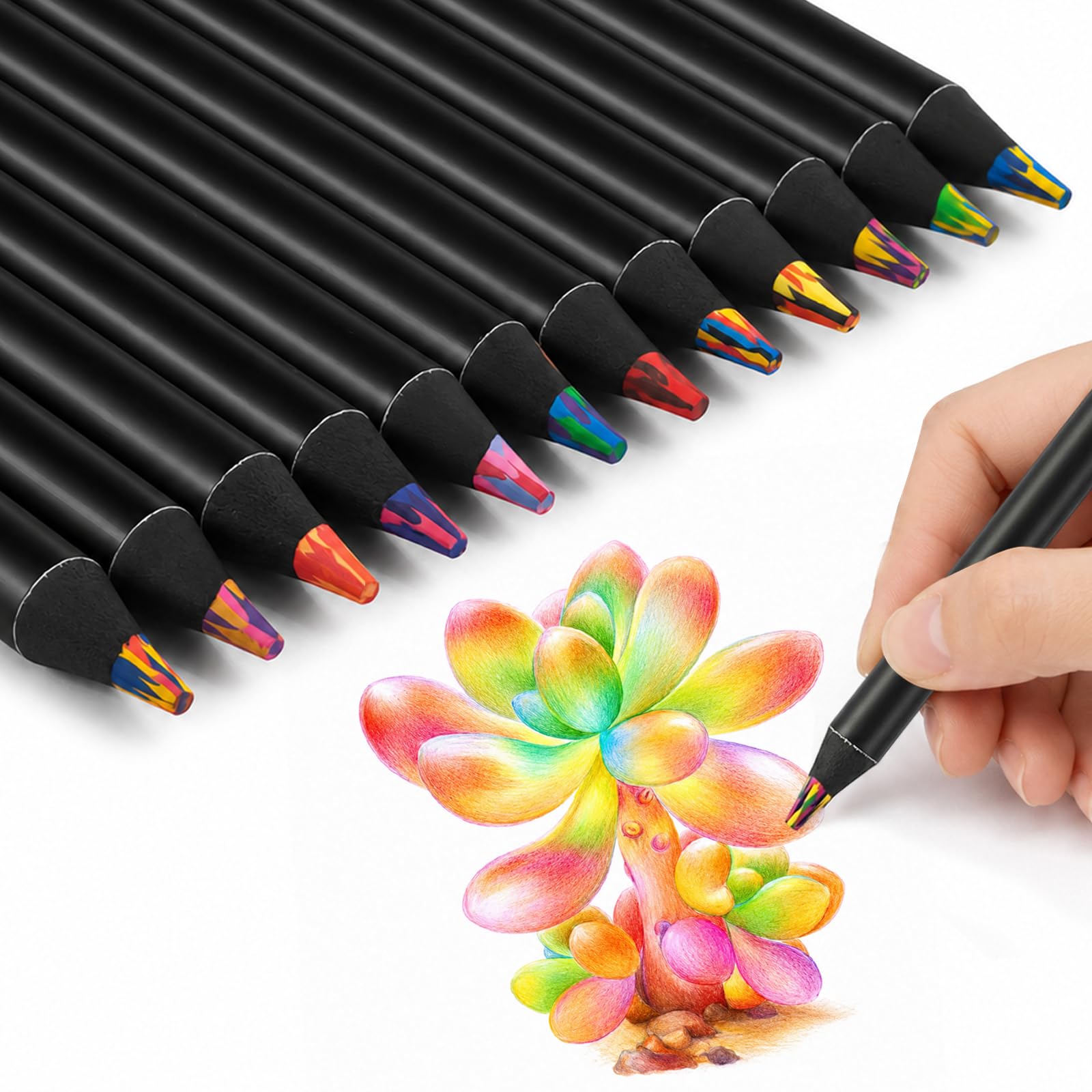 Surcotto Regenbogenstift 12PCS,Buntstifte Stifte für Zeichnen,Mehrfarbiger Buntstifte für Zeichnen,Färben