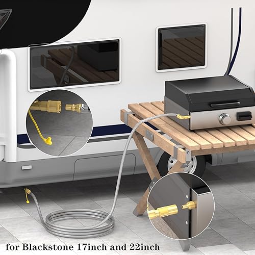 Miniatura 6 de Manguera de propano de conexión rápida de 12 pies para RV a parrilla de gas, manguera de propano de conexión rápida con válvula de cierre de