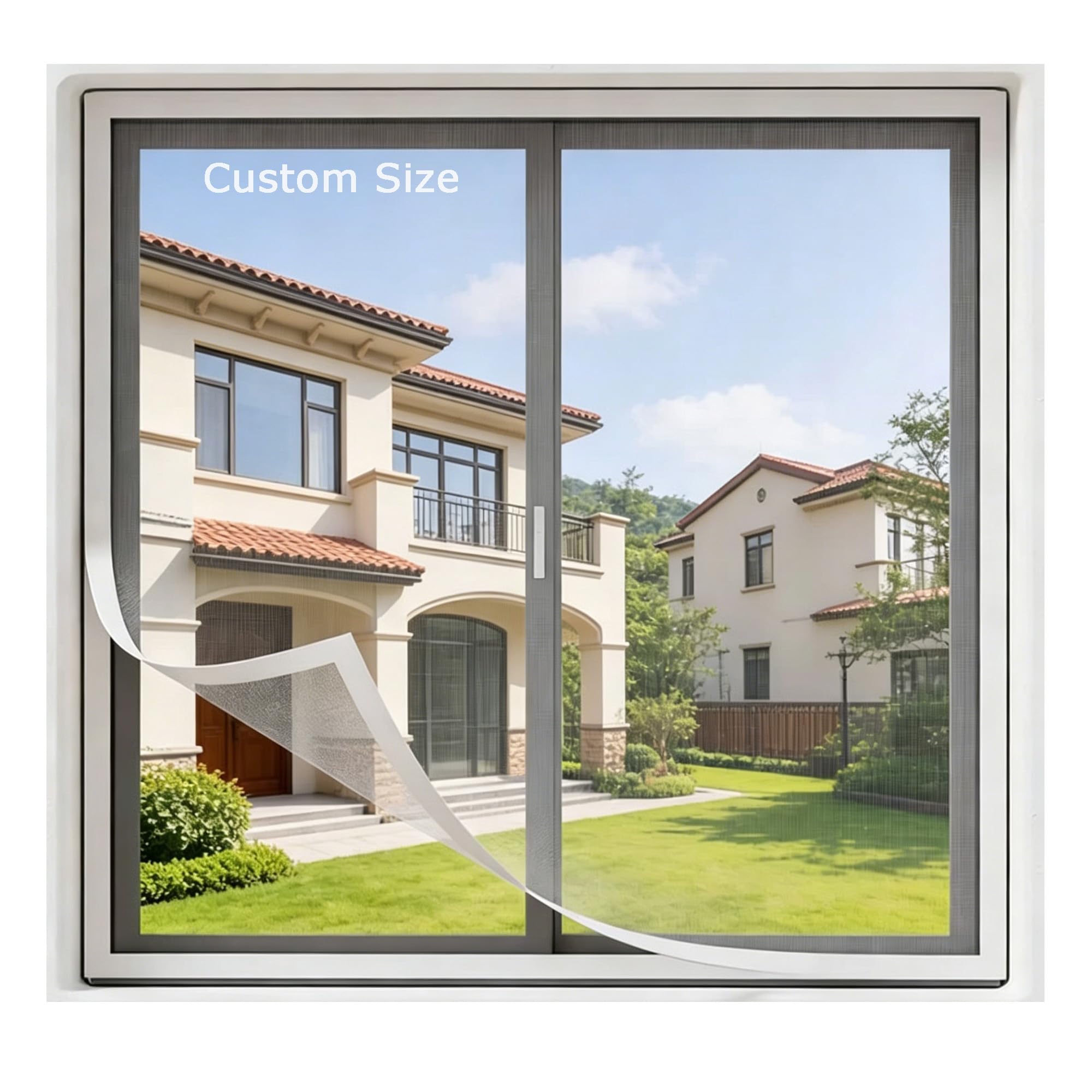 Hruile White Sticky Tape, White Mesh Custom Size Window Screen, Fly Screen Anti-Mosquito Net Insect Window Mesh, Self-Adhesive Netting With Tapes, Cat Safety Guard Mesh For Balcony, Patio, Home Use