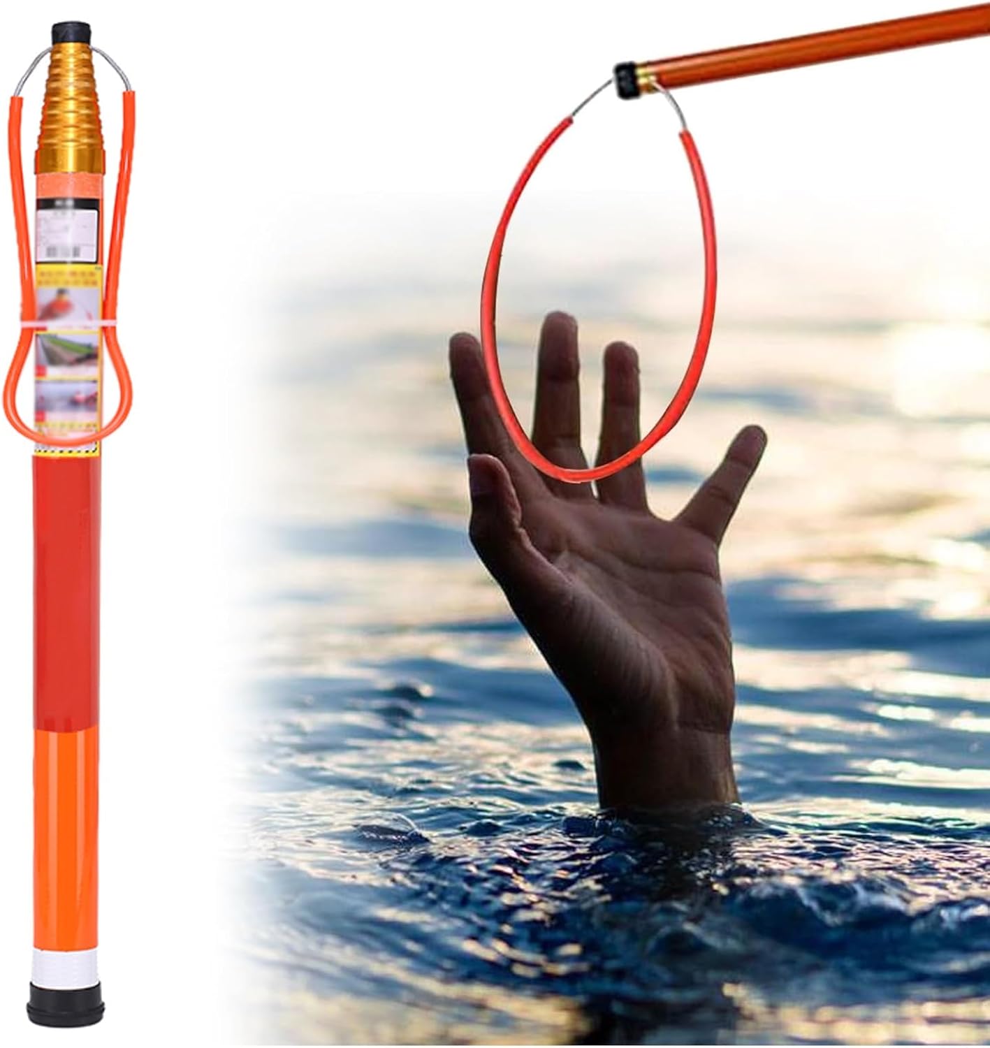 Pool Safety Rescue Pole OrangeFiberglass Retractable Lifesaving Pole 1.2m-10m for Adults and ChildrenLightweight Water Rescue Equipment for LakesBoatsWater Parks