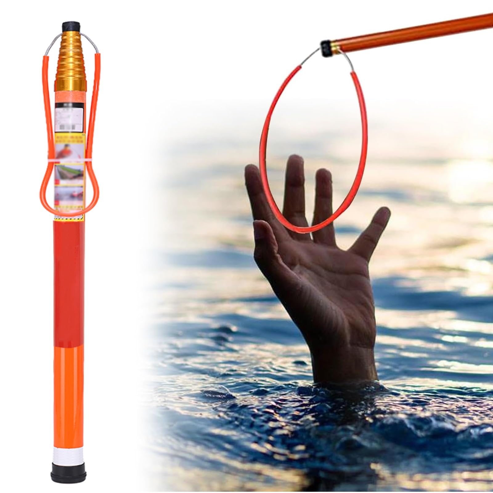 Poste De Rescate De Seguridad For Piscina Naranja,poste Salvavidas Retráctil De Fibra Vidrio De 1,2 A 10m For Adultos Y Niños,equipo Ligero Rescate Acuático For Lagos,barcos Y Parques Acuáticos(L1.2~5