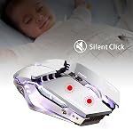 TENMOS T12 Wireless Gaming Mouse Rechargeable, 2.4G Silent Optical Wireless Computer Mice with Changeable LED Light for Laptop PC, 7 Buttons, 3 Adjustable DPI (Silver)