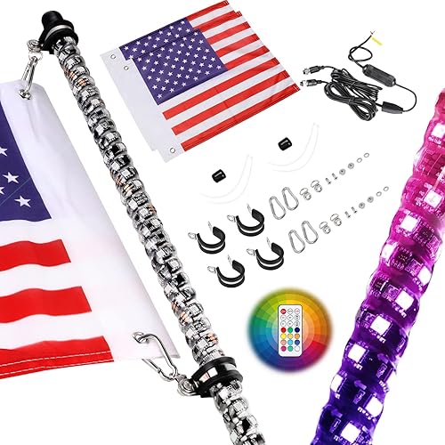 Nirider - Luz LED con control remoto en espiral, luz RGB de advertencia para todoterreno, antena LED para UTV, ATV, todoterreno, camión, Jeep,