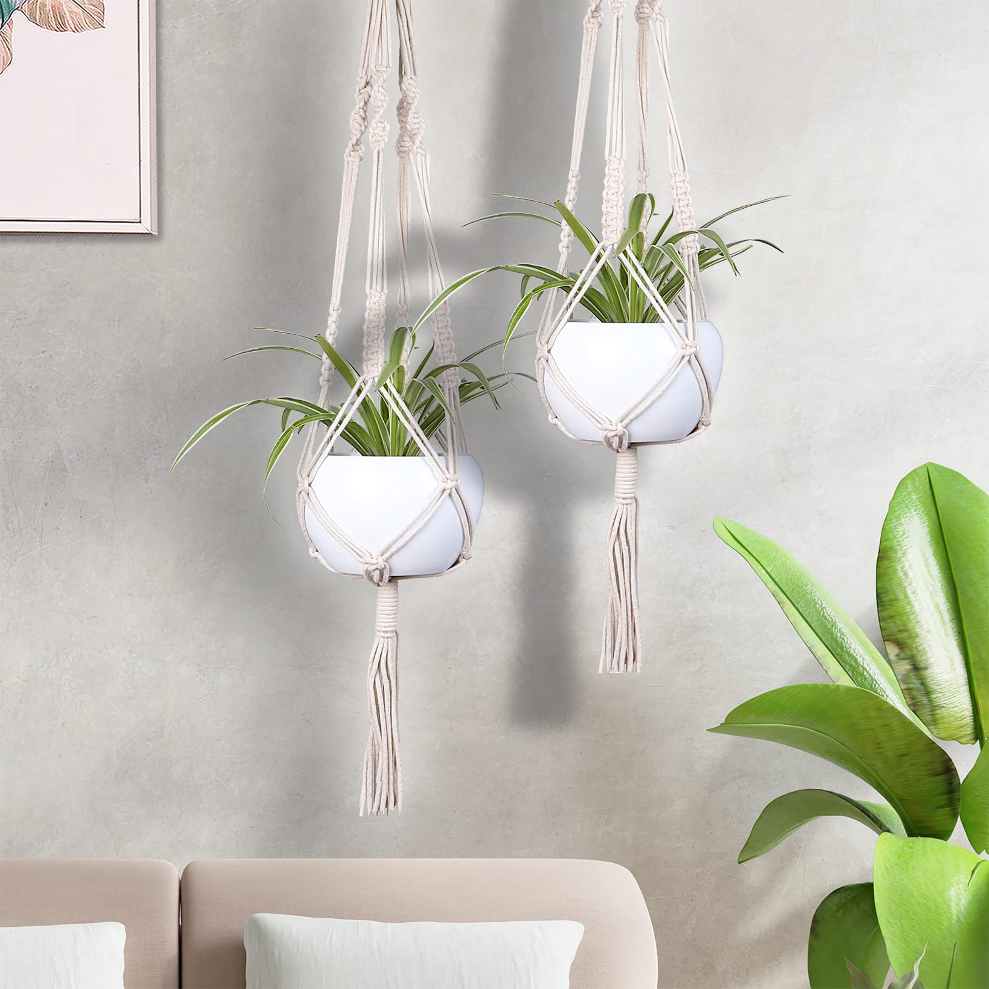 Homesake® Macrame Plant Hanger, Plant Hangers Indoor, Hanging planters, Handmade Weaving, Hanging planters Indoor, Natural Organic Cotton,Hanging planters Indoor (Set of 2 Single) (B09CH4CKT1) Amazon Price History, Amazon Price Tracker