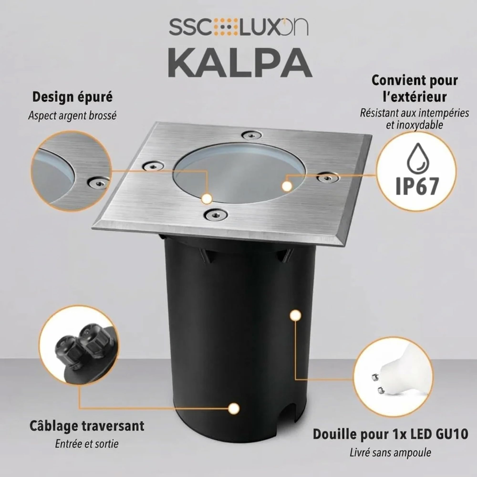 SSC-LUXon KALPA spot encastrable sol LED IP67 exterieur terrasse allee