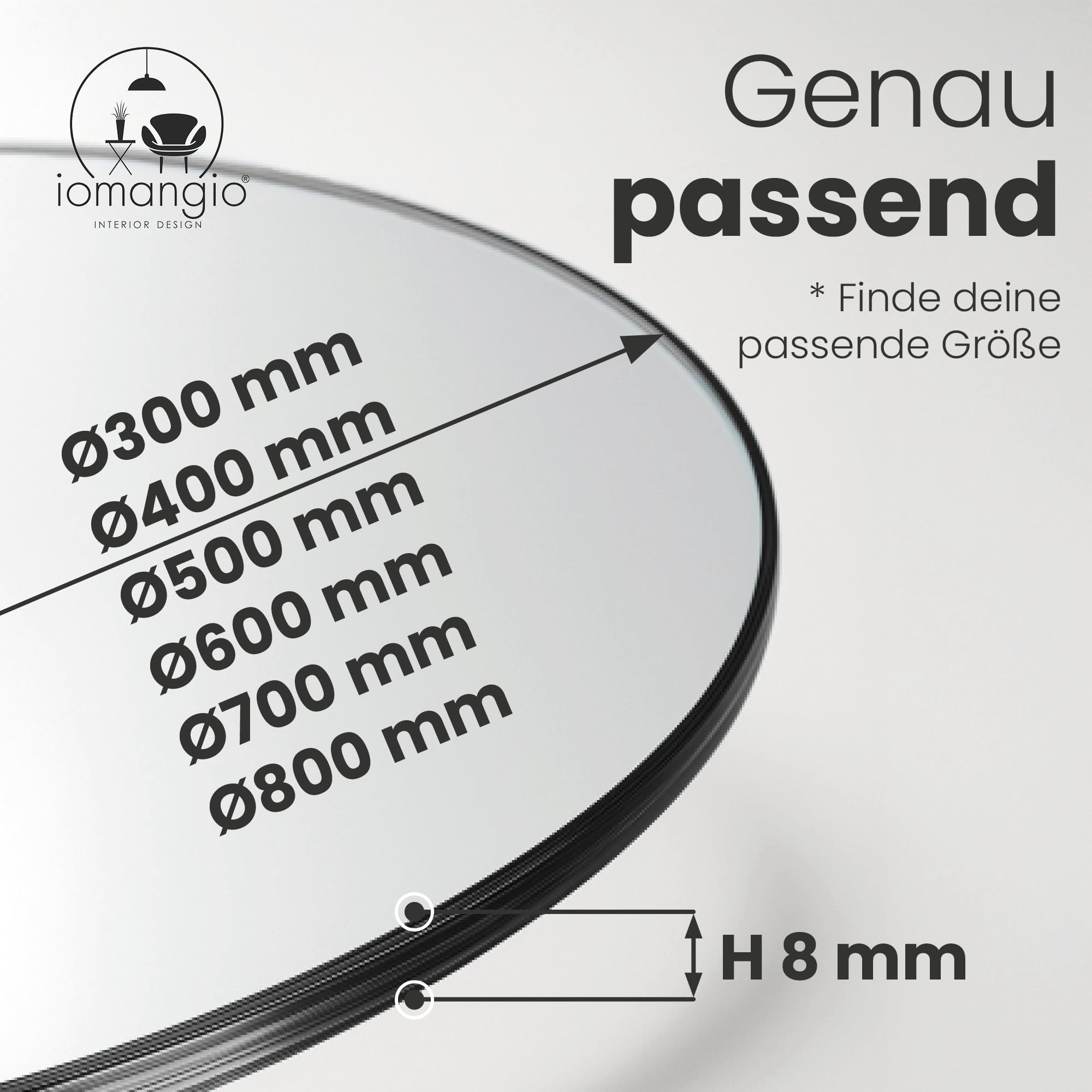 Glasplatte Rund Ø 50 cm | transparente Tischplatte aus gehärtetem ESG-Sicherheitsglas | 8 mm dick – Ideal für DIY-Projekte, Glastische und als Kamin Glasplatte