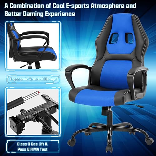 Miniatura 7 de Silla para videojuegos, silla de computadora de computadora, silla de oficina para adultos, adolescentes y niños, silla ergonómica de piel sintética