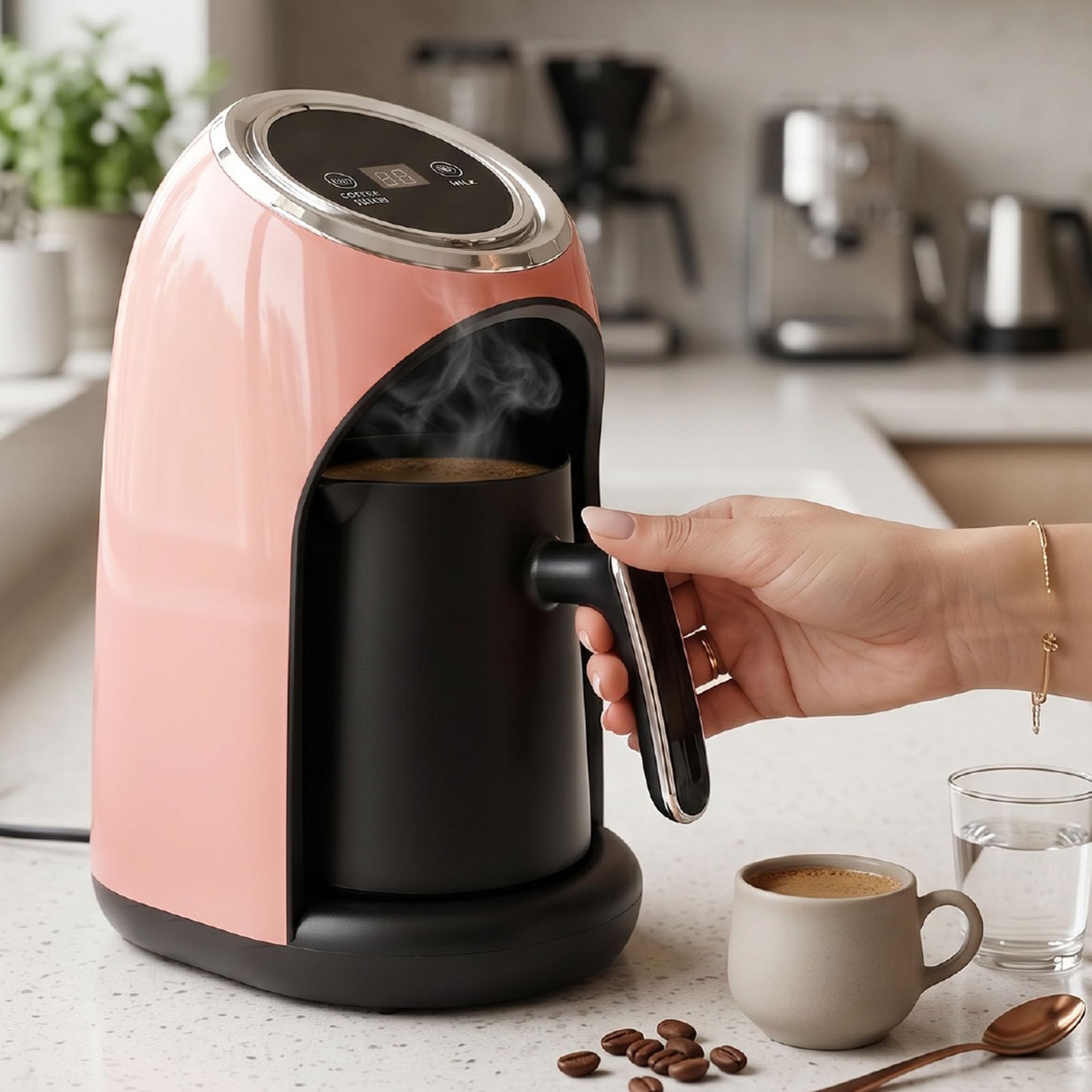 Luocute Caffettiera Turca da 600 Ml con Riscaldamento Rapido da 600 W