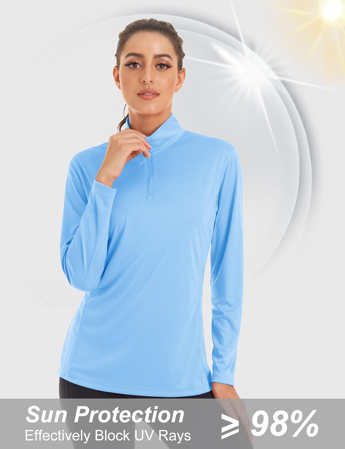MAGCOMSEN Women's Shirts Long Sleeve 1/4 Zip UPF50+ UV Sun Protection Quick Dry Workout Hiking Athletic Shirts Rash Guard - Image 3