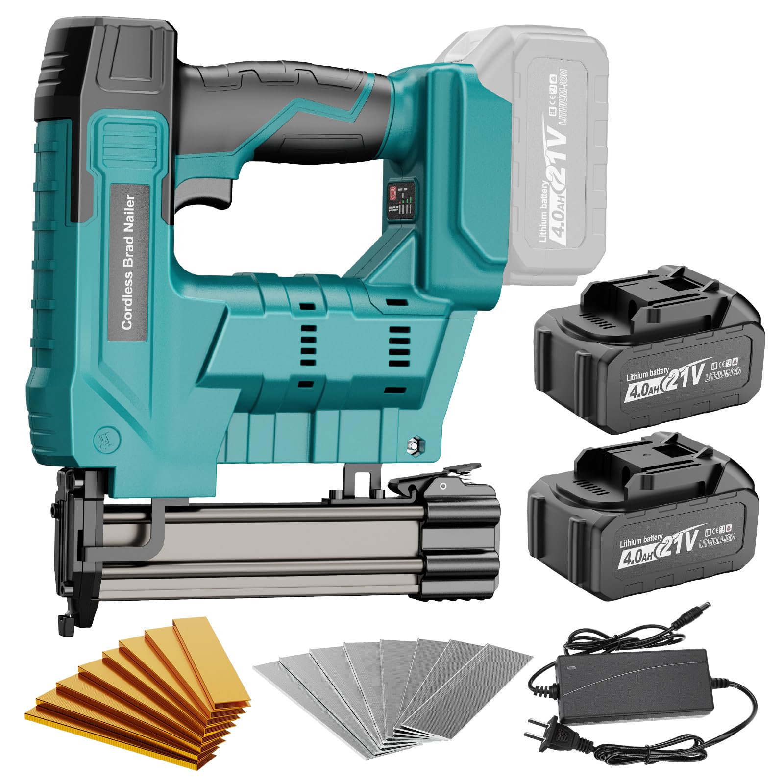 CAMXTOOL Cordless Brad Nailer, Nail Gun with 2Pcs 4.0Ah Battery, 18 Gauge 2 in 1 Electric Staple Guns Battery Powered for Upholstery & Carpentry,