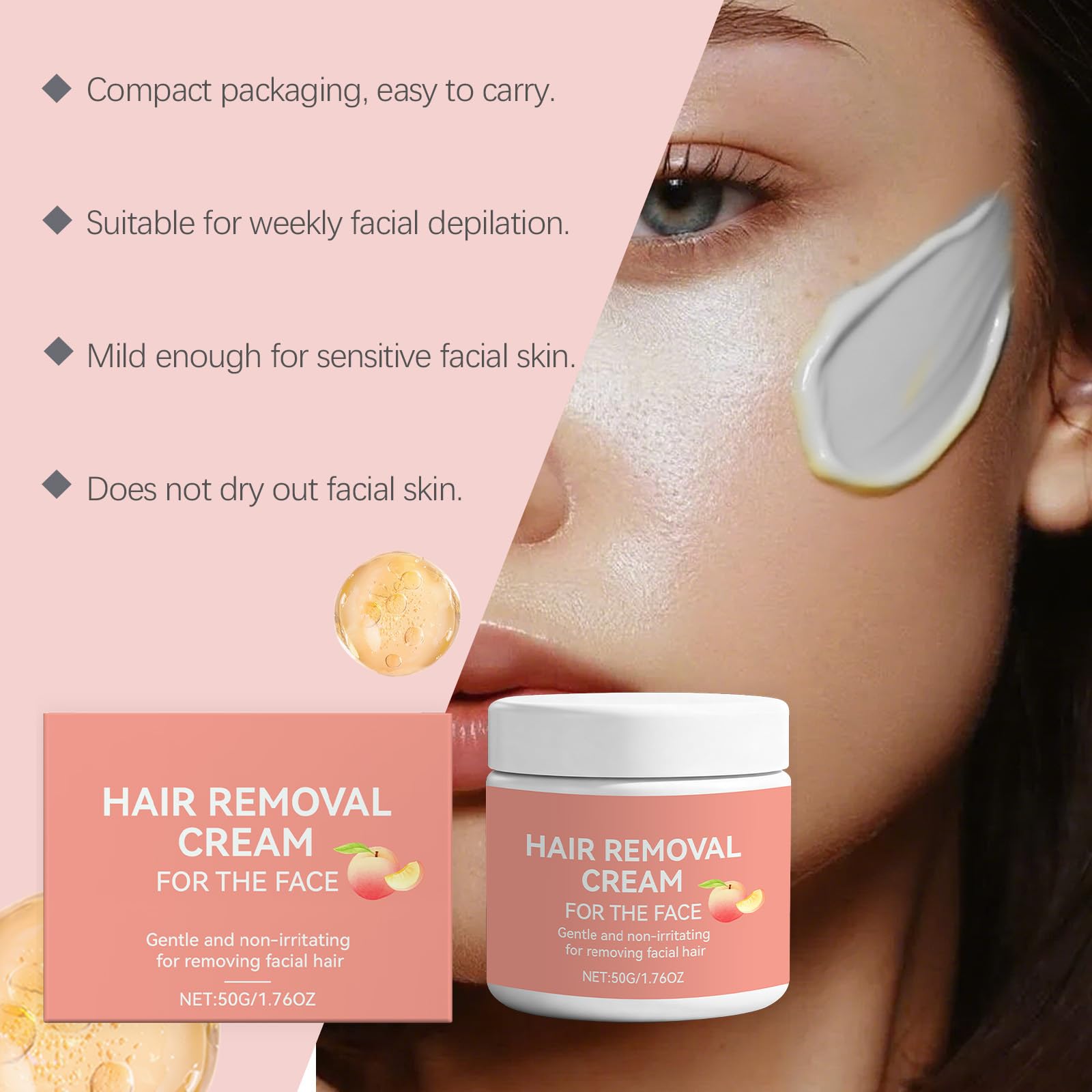 Crema di depilazione facciale per donne,Crema depilatoria senza barba per il viso, crema depilatoria per donne labbra superiori, mento,crema di depilazione morbida rapida per pelle sensibile (8 pezzi)