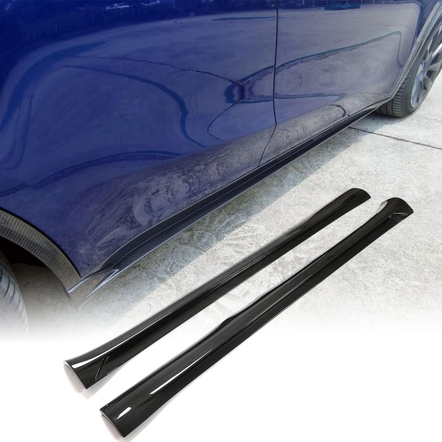 Dry Carbon Fiber Side Skirts for Tesla Model Y 2021 2022 2023 4-Door Under Door Rocker Panels Valance Extension Lip Factory Outlet Model Y Accessories