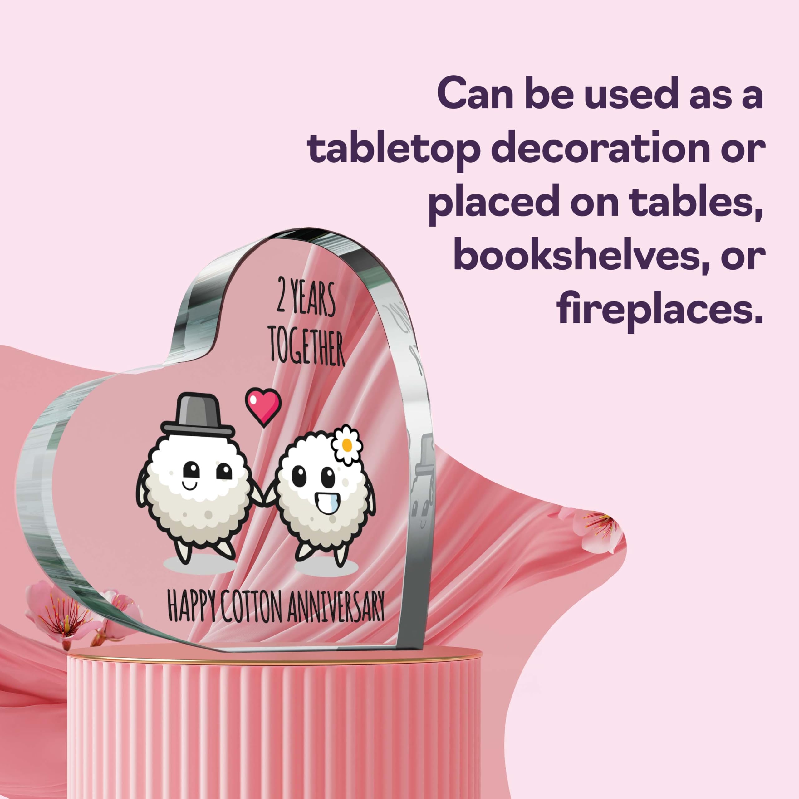 2nd Anniversary Plaque Gifts for Wife Husband, Happy Cotton Anniversary - Image 3